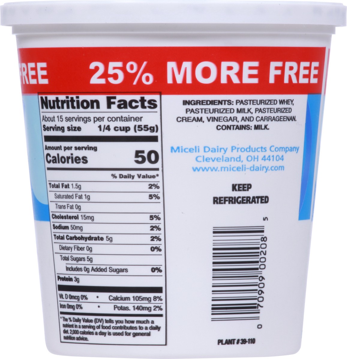 slide 4 of 9, Miceli's Low-Fat Lite Ricotta Cheese 30 oz, 30 oz