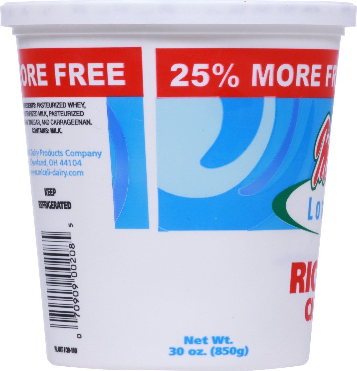 slide 6 of 9, Miceli's Low-Fat Lite Ricotta Cheese 30 oz, 30 oz