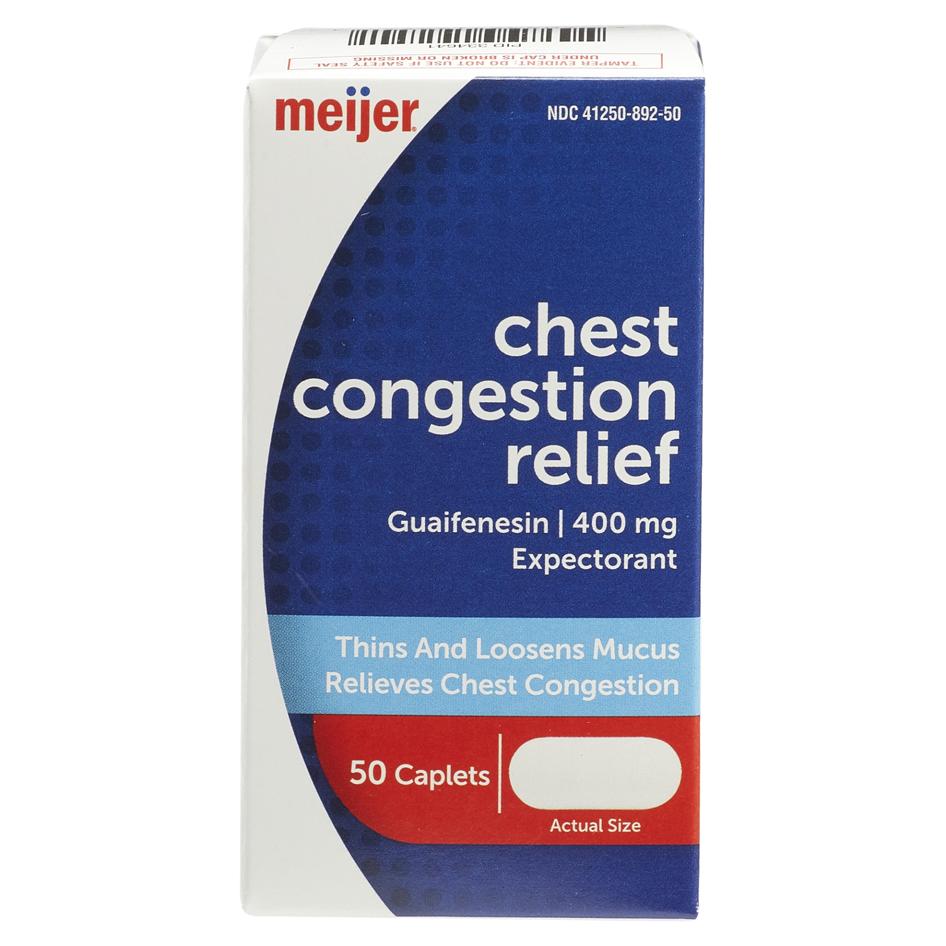 slide 1 of 1, Meijer Chest Congestion Relief Expectorant Guaifenesin 400mg 50 Caplets, 50 ct