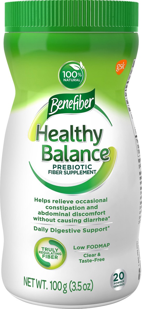 slide 6 of 9, Benefiber Healthy Balance Low FODMAP Prebiotic Fiber Powder, 3.5 oz, 100 gram