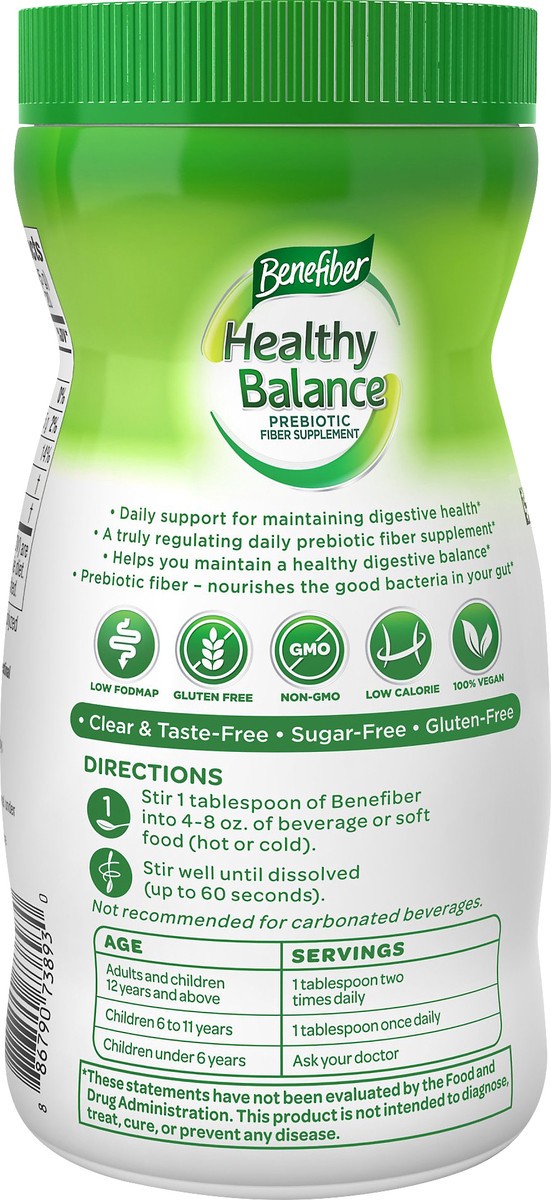 slide 7 of 9, Benefiber Healthy Balance Low FODMAP Prebiotic Fiber Powder, 3.5 oz, 100 gram