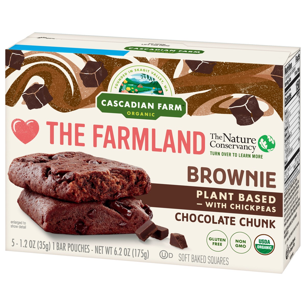 slide 13 of 14, Cascadian Farm Organic Chocolate Chunk Brownie Soft Baked Squares, 5 ct; 1.2 oz