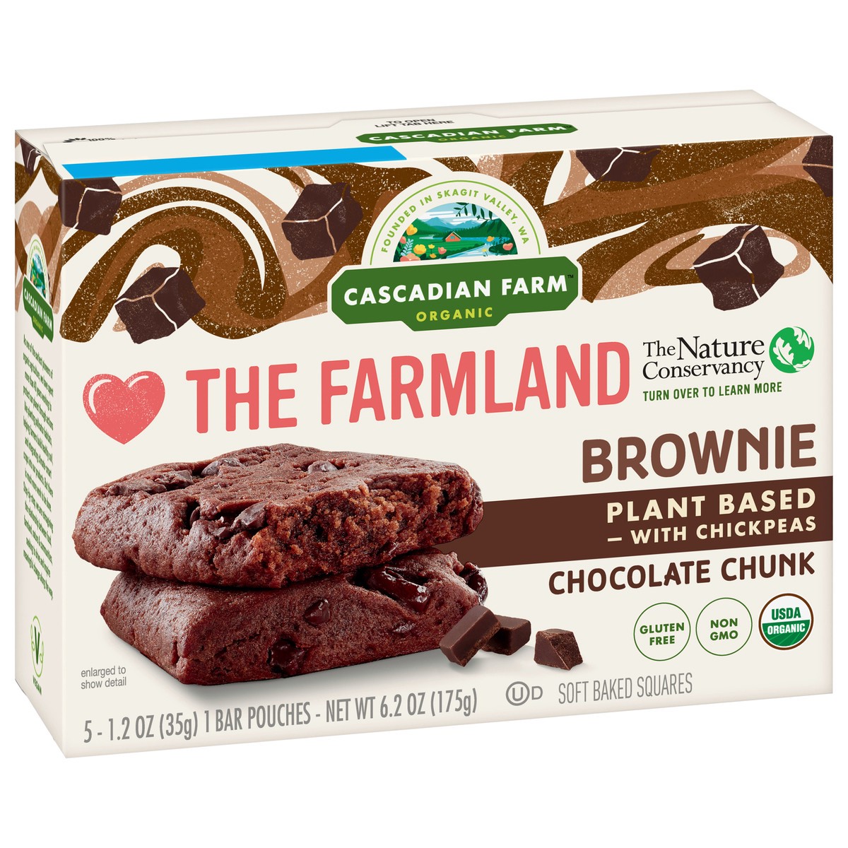 slide 3 of 14, Cascadian Farm Organic Chocolate Chunk Brownie Soft Baked Squares, 5 ct; 1.2 oz