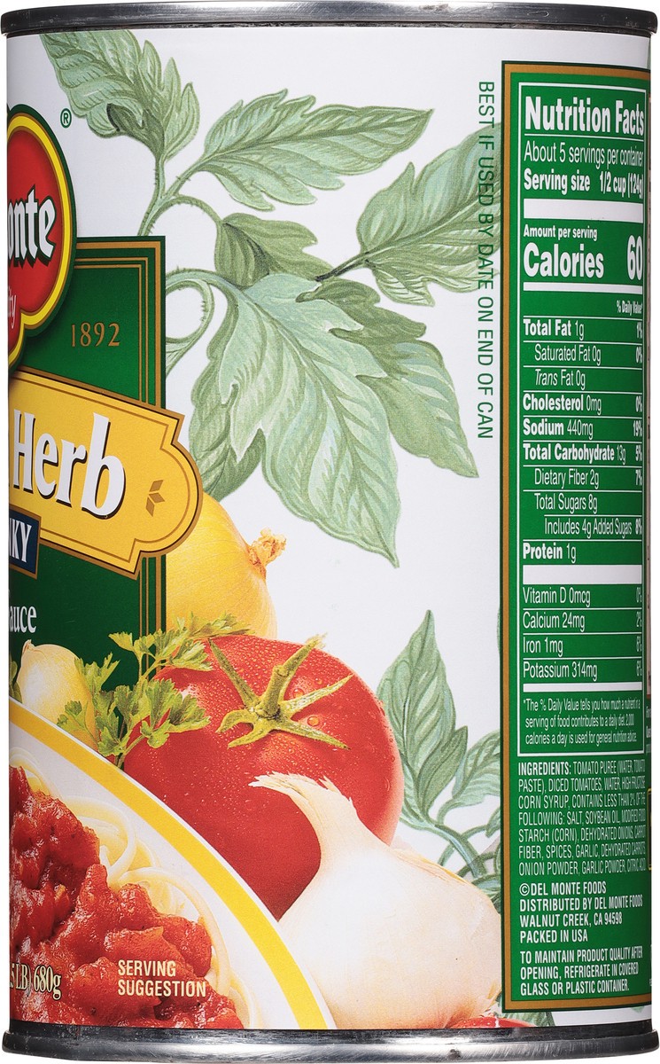 slide 6 of 9, Del Monte Chunky Italian Herb Pasta Sauce 24 oz, 24 oz