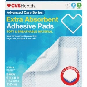 slide 1 of 1, CVS Health Extra Absorbent Adhesive Pads, 5 Ct, 1 ct