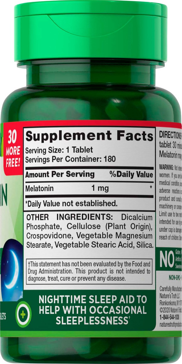 slide 4 of 5, Nature's Truth Melatonin 1 mg, 180 ct