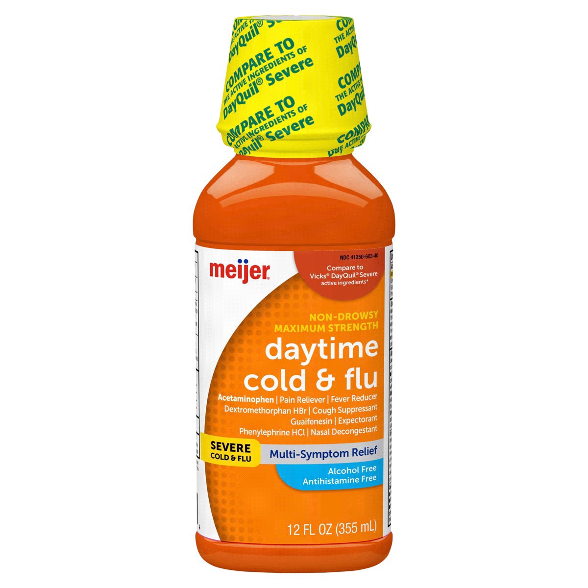 slide 1 of 25, Meijer Severe Daytime Cold and Flu Relief, Liquid Cold Medicine, 12 oz