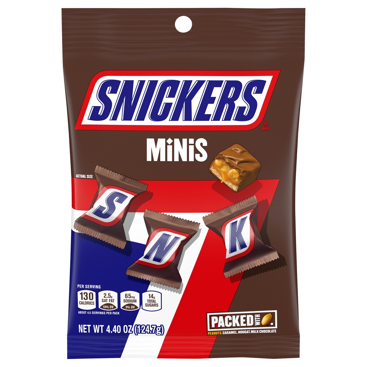 slide 1 of 2, SNICKERS Minis Size Original Milk Chocolate Bars, 4.4 oz Bag, 4.4 oz