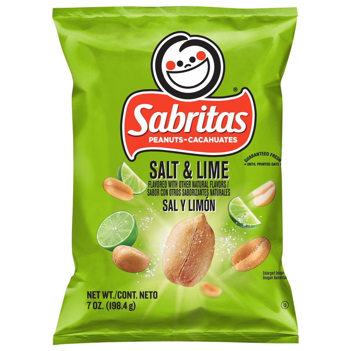 slide 1 of 9, Sabritas Salt & Lime Peanuts, 7 oz
