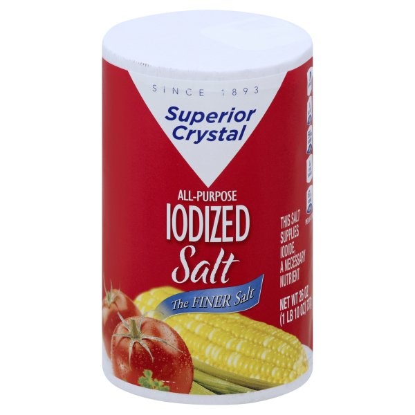 slide 1 of 2, Superior Crystal Iodized Salt, 26 oz