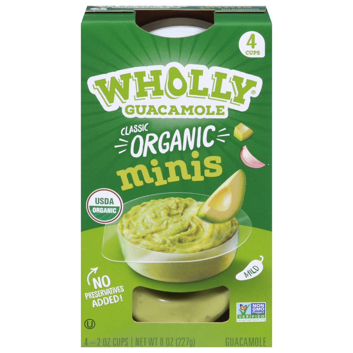 slide 1 of 9, Wholly Guacamole Organic Mild Classic Guacamole Minis - 4 ct, 4 ct