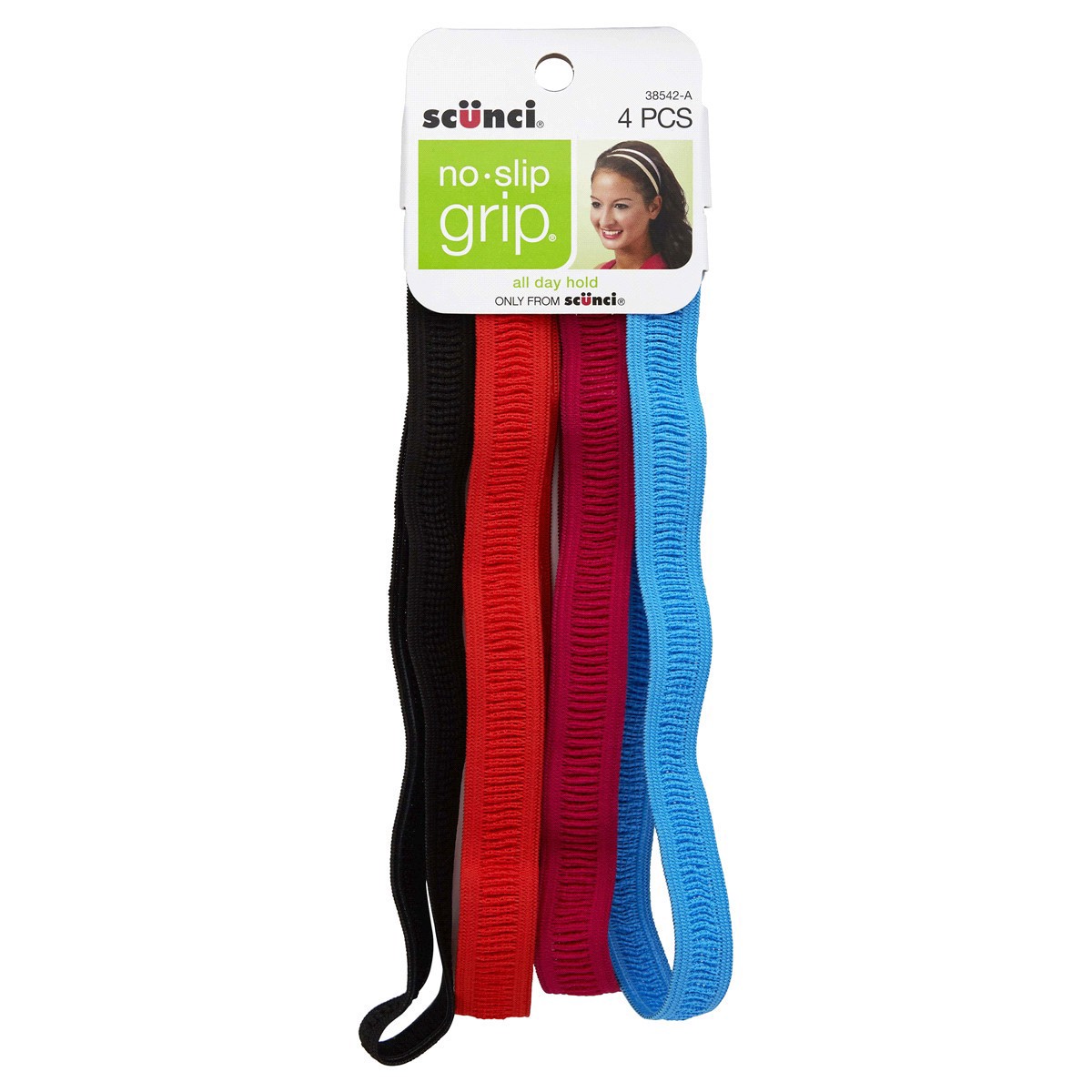 slide 1 of 6, scünci Hair Bands Assorted Colors No Slip Grip, 4 ct
