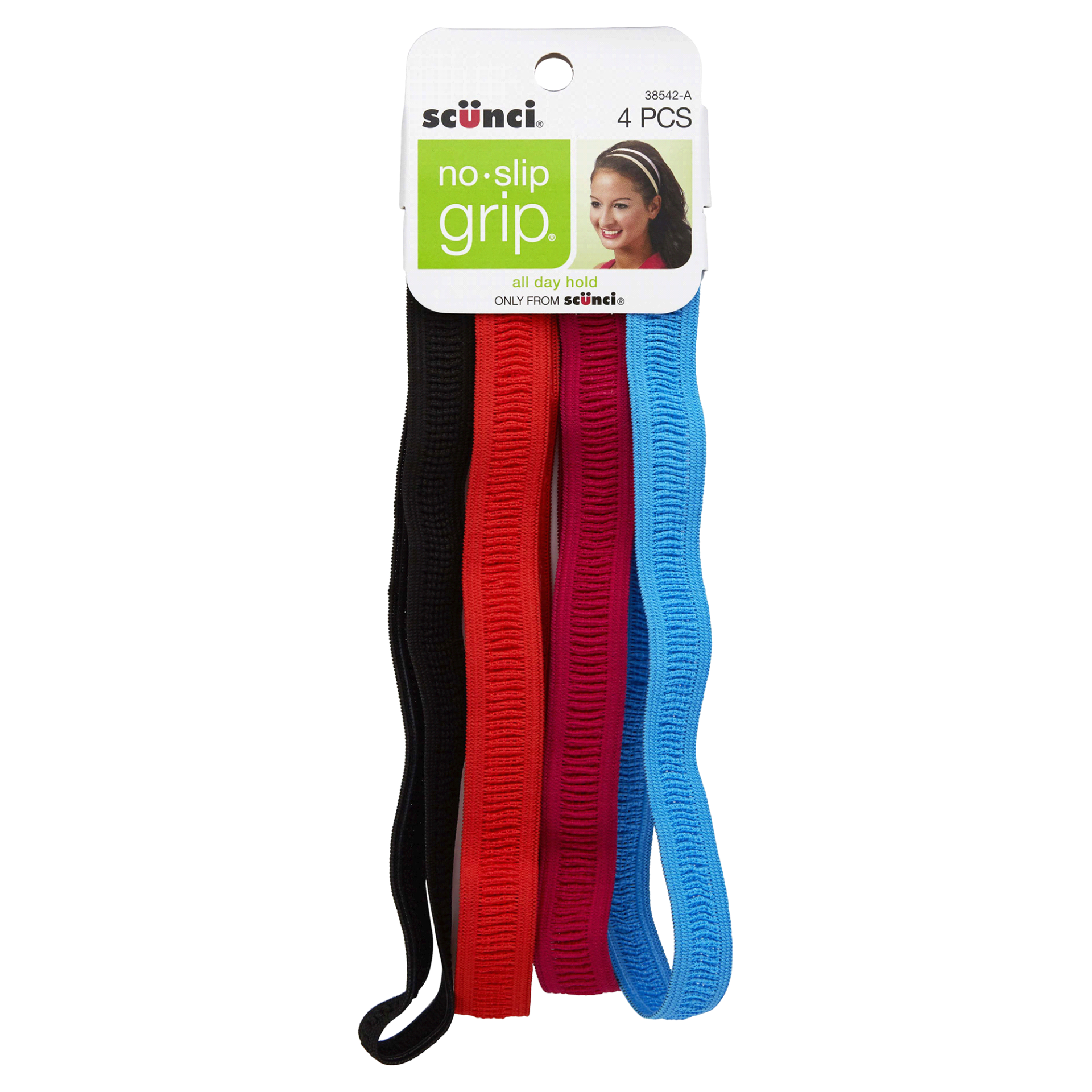 slide 1 of 1, scünci Hair Bands Assorted Colors No Slip Grip, 4 ct