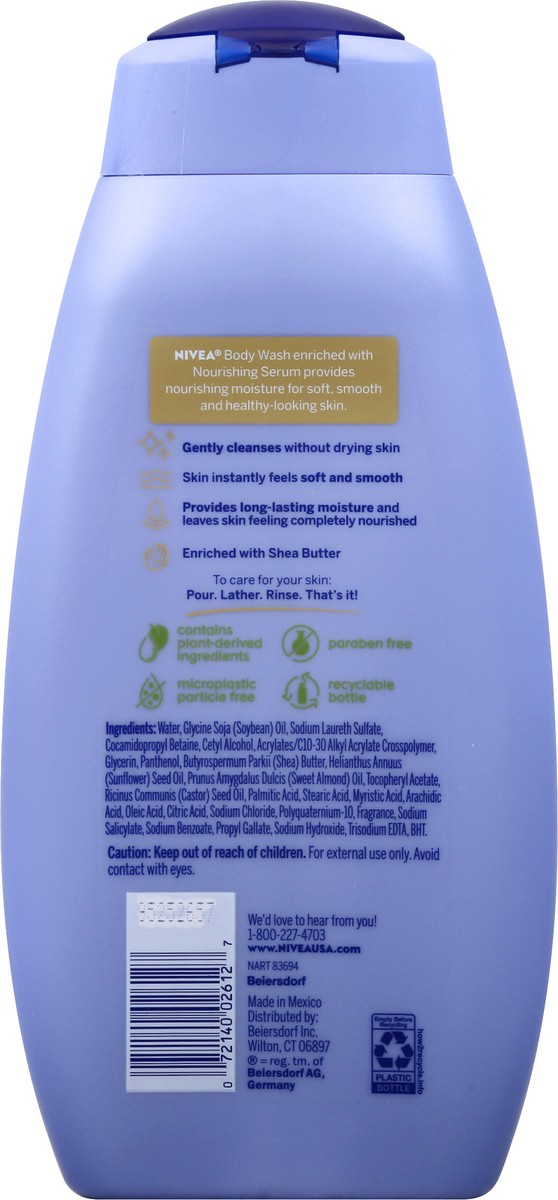 slide 6 of 9, Nivea Shea Butter Body Wash with Nourishing Serum 20 fl oz, 20 fl oz