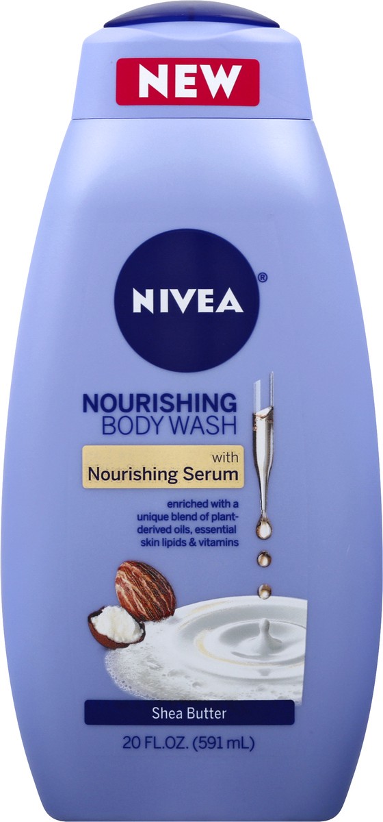 slide 4 of 9, Nivea Shea Butter Body Wash with Nourishing Serum 20 fl oz, 20 fl oz