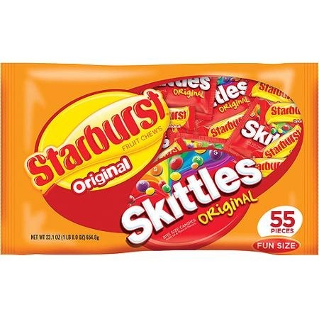 slide 1 of 1, Starburst Skittles Fun Size Original Candies in Variety Bag, 23.1 oz