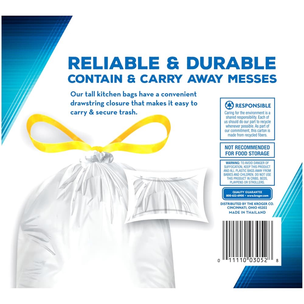 slide 2 of 2, Kroger Tall Kitchen Drawstring Bags, 120 ct