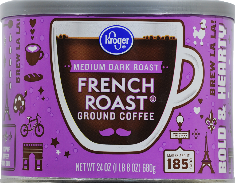 slide 1 of 1, Kroger French Roast Medium Dark Roast Ground Coffee, 24 oz