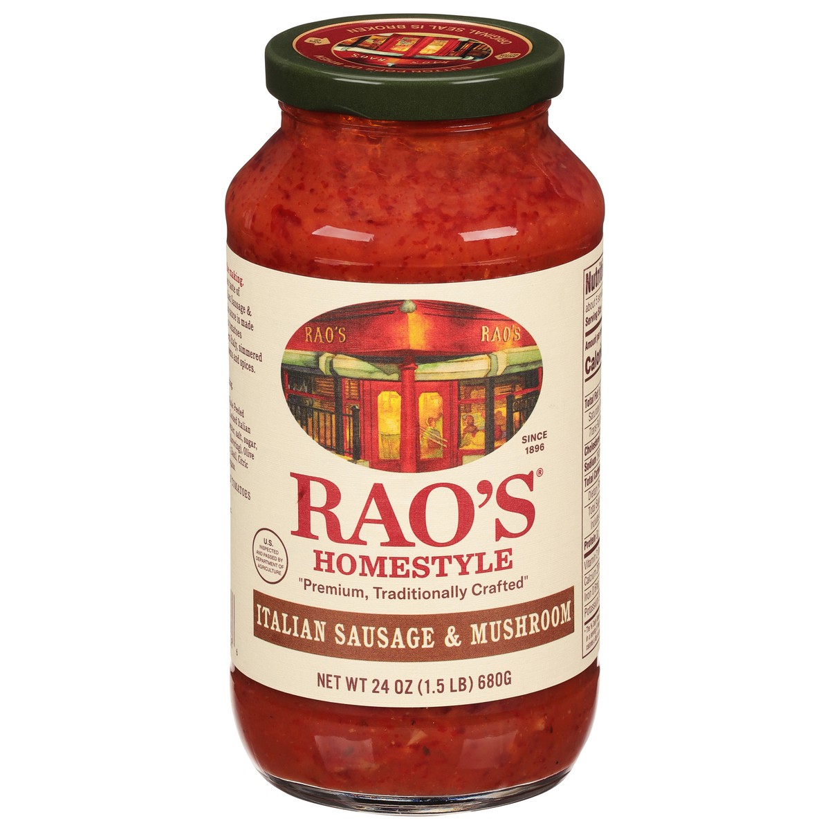 slide 1 of 2, Rao's Homemade Homestyle Italian Sausage & Mushroom Sauce 24 oz, 24 oz