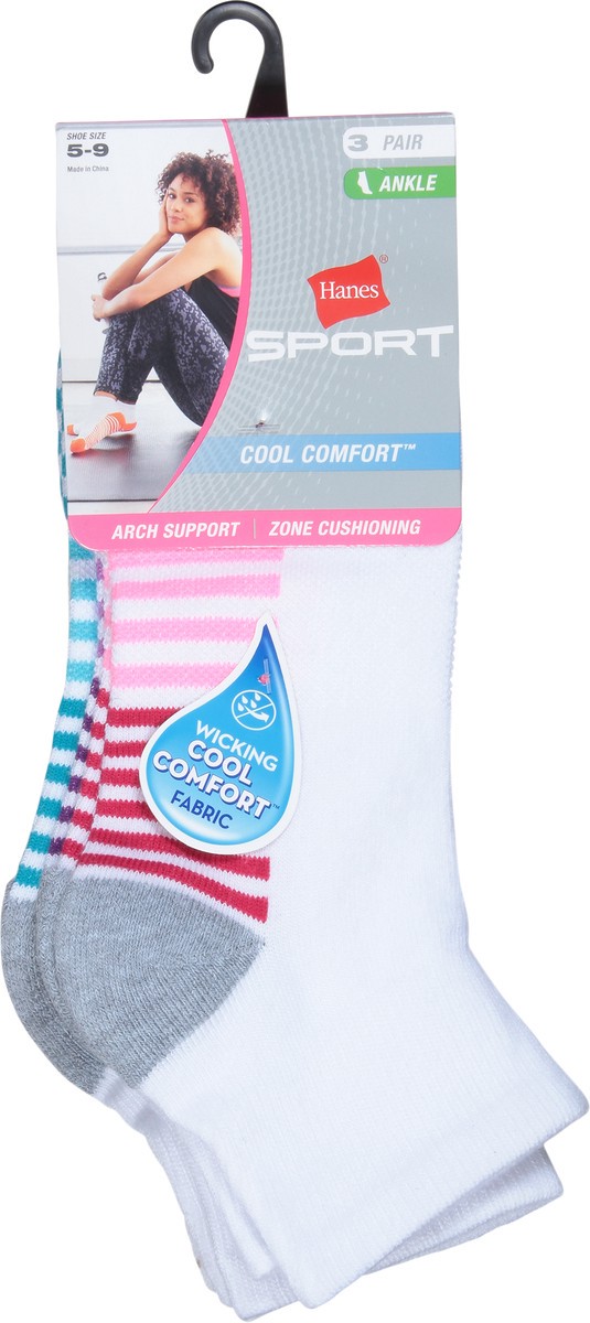 slide 7 of 12, Hanes Sport Womens Ankle Cool Comfort Shoe Socks Size 5-9 3 ea, 3 ct