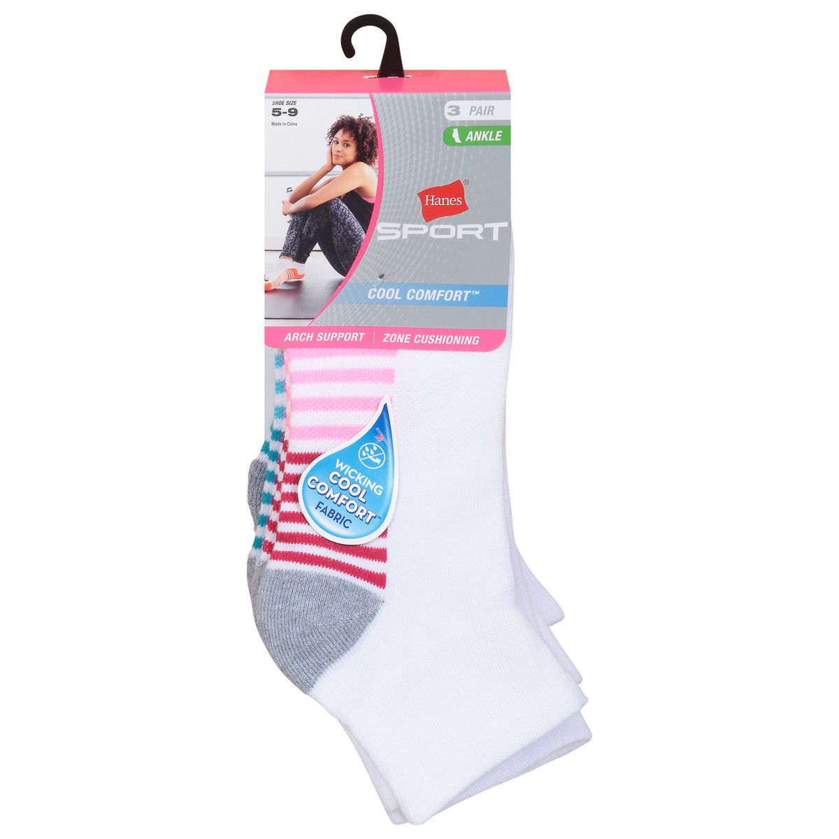 slide 10 of 12, Hanes Sport Womens Ankle Cool Comfort Shoe Socks Size 5-9 3 ea, 3 ct