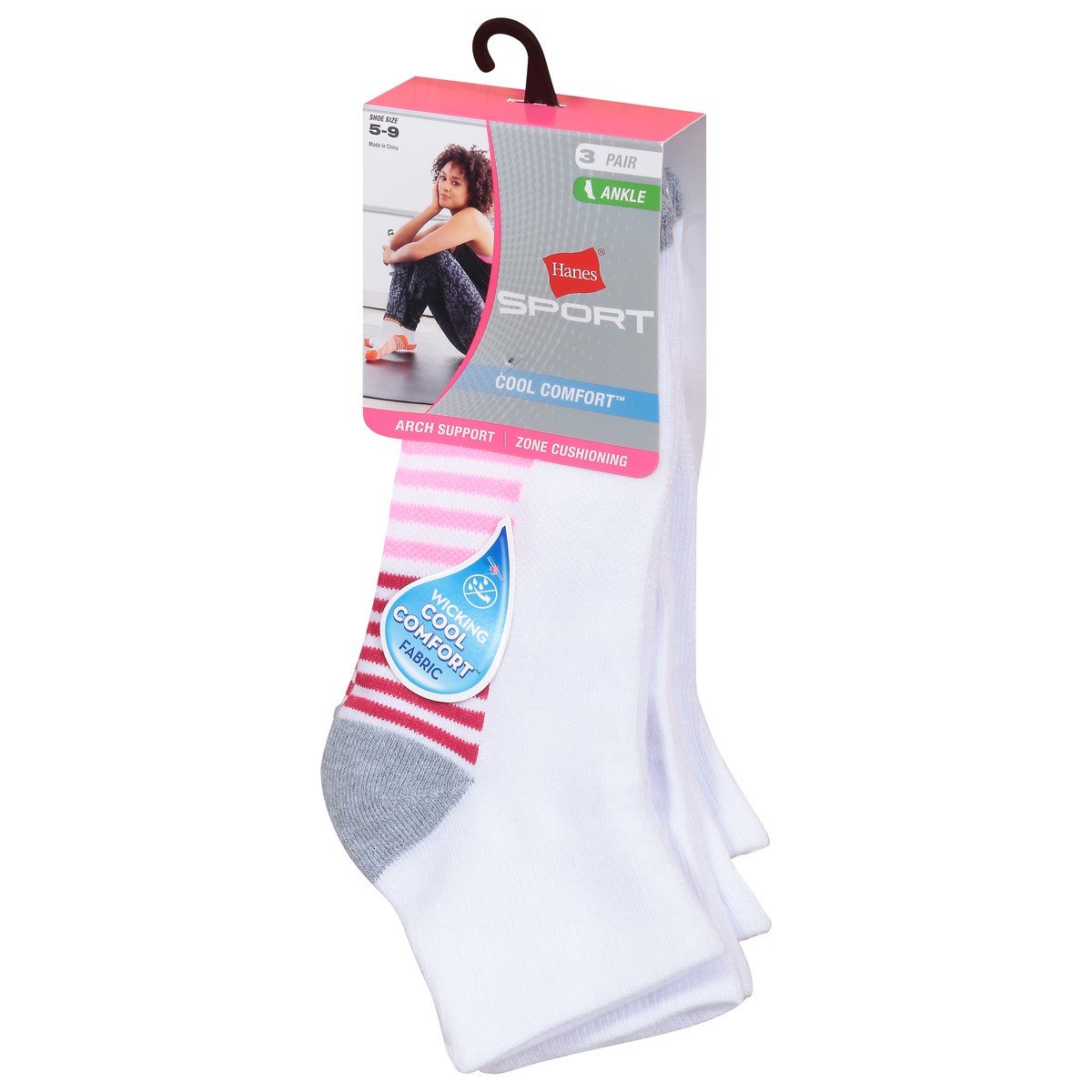 slide 11 of 12, Hanes Sport Womens Ankle Cool Comfort Shoe Socks Size 5-9 3 ea, 3 ct