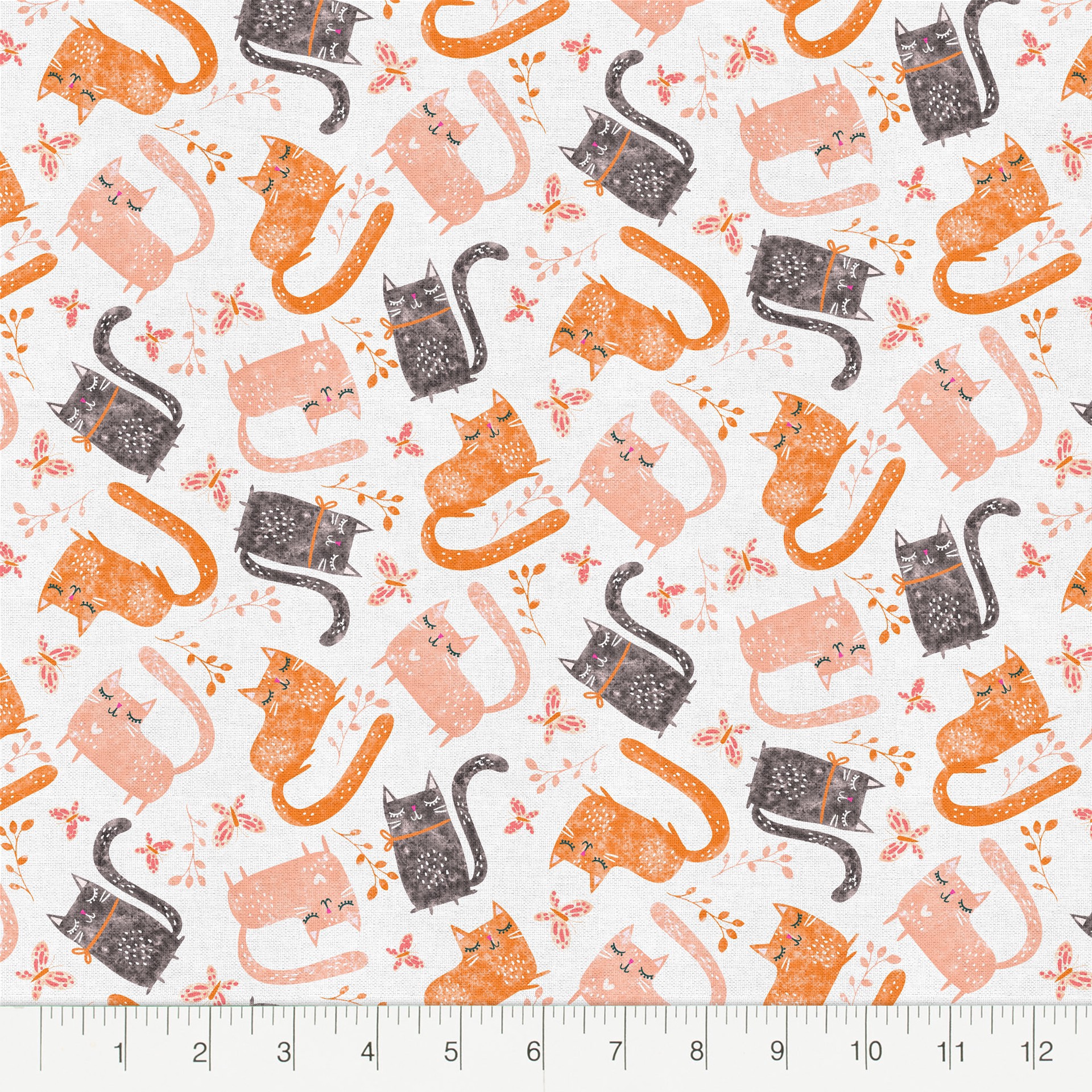 slide 5 of 6, Coral Cats Cotton Fabric Bundle By Loops & Threads, 18 in x 21 in