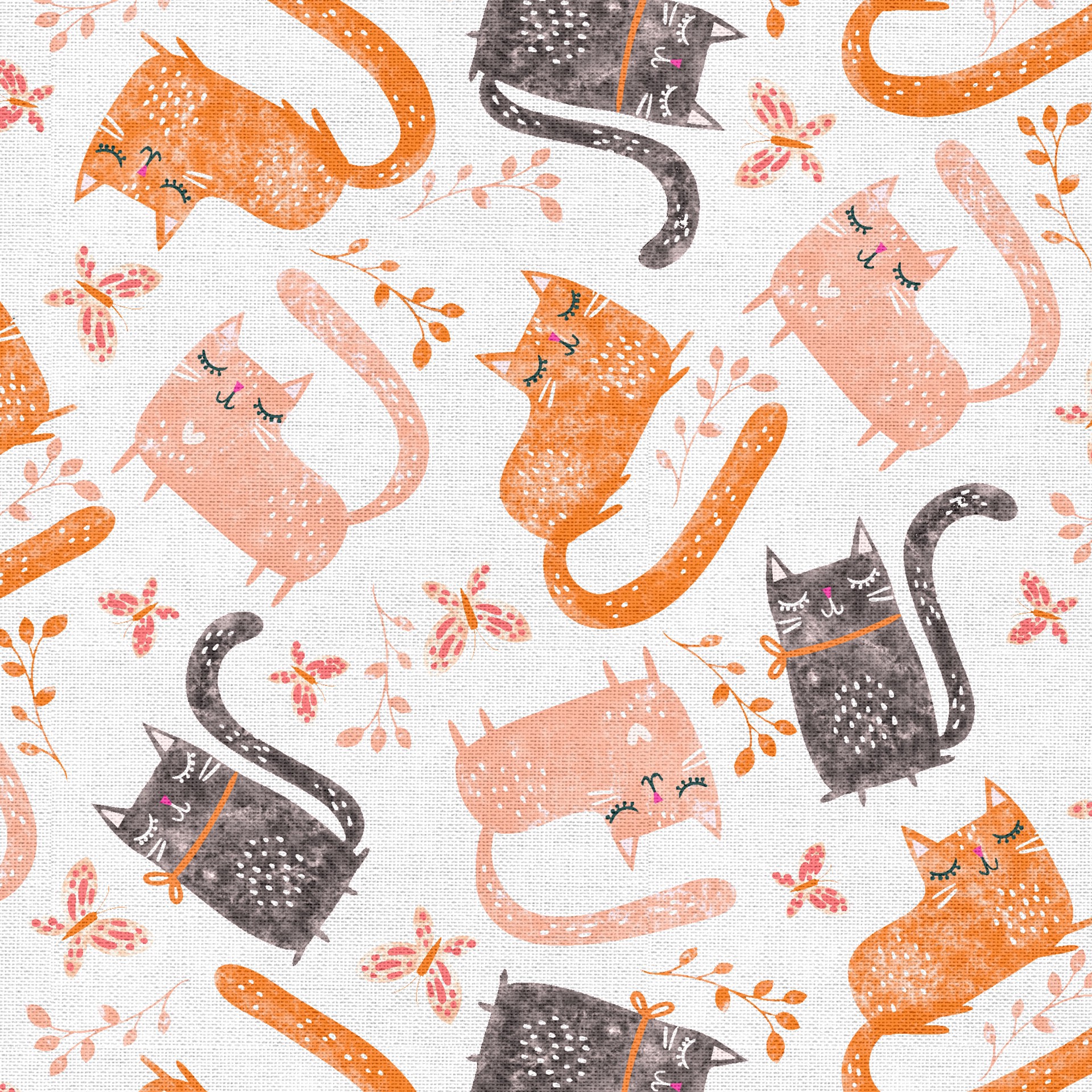 slide 4 of 6, Coral Cats Cotton Fabric Bundle By Loops & Threads, 18 in x 21 in