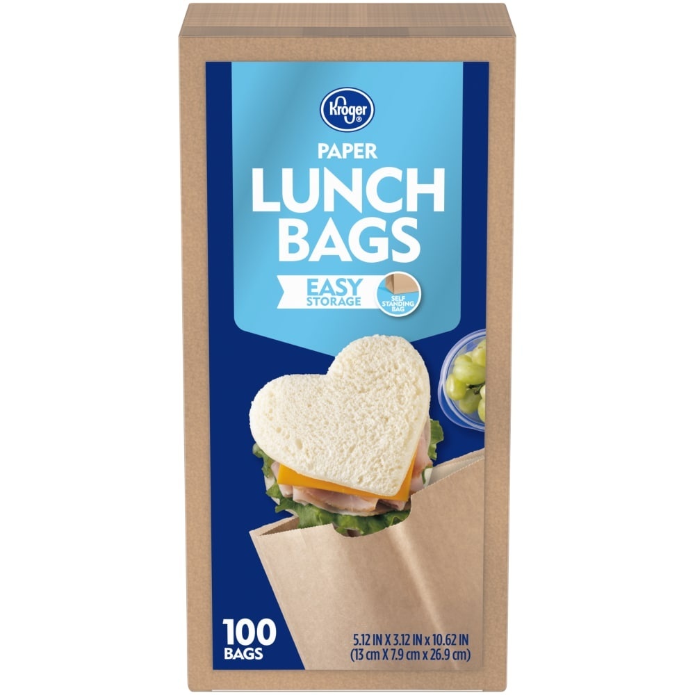 slide 1 of 1, Kroger Paper Lunch Bags, 100 ct