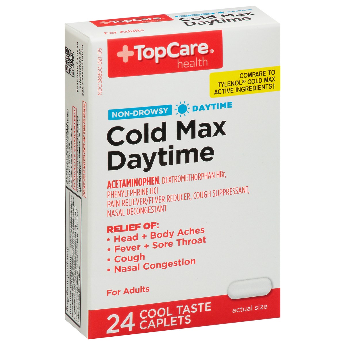 slide 6 of 9, TopCare Cold Relief W/Asprin, Day Multisymptom Caplets-Topcare, 24 ct