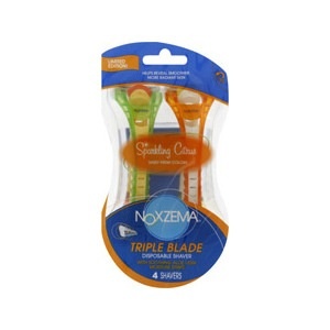 slide 1 of 1, Noxzema Triple Blade Disposable Shavers Sparkling Citrus, 4 ct