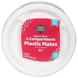 First Street 8 7/8 Inch Plastic Compartment Plates