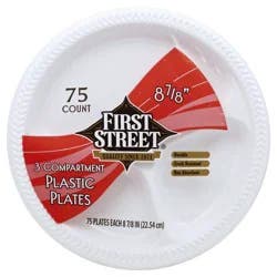 First Street 8 7/8 Inch Plastic Compartment Plates