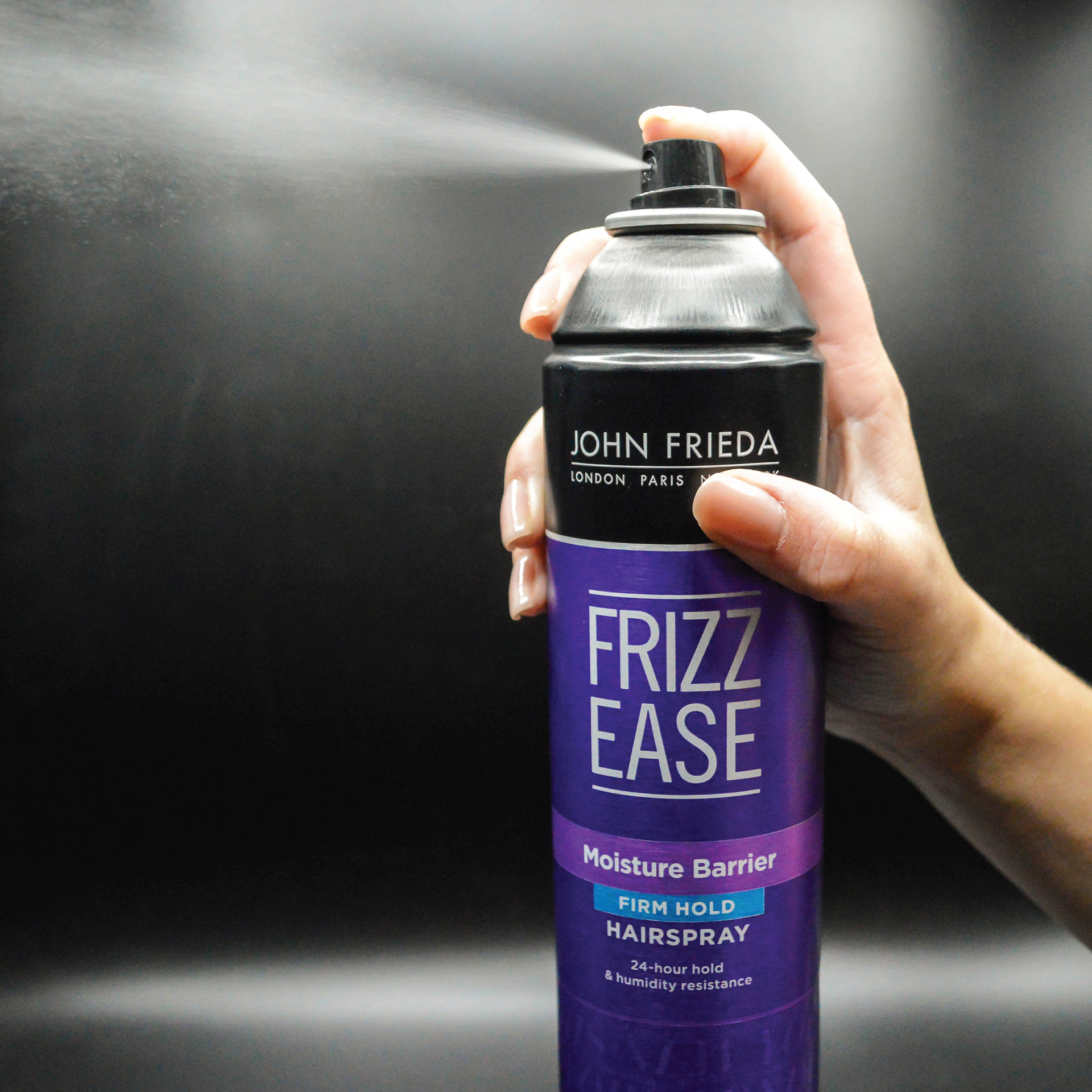 slide 4 of 4, John Frieda Firm Hold Hairspray, Anti Frizz Hair Straightener, Heat Protectant Spray, 2 oz