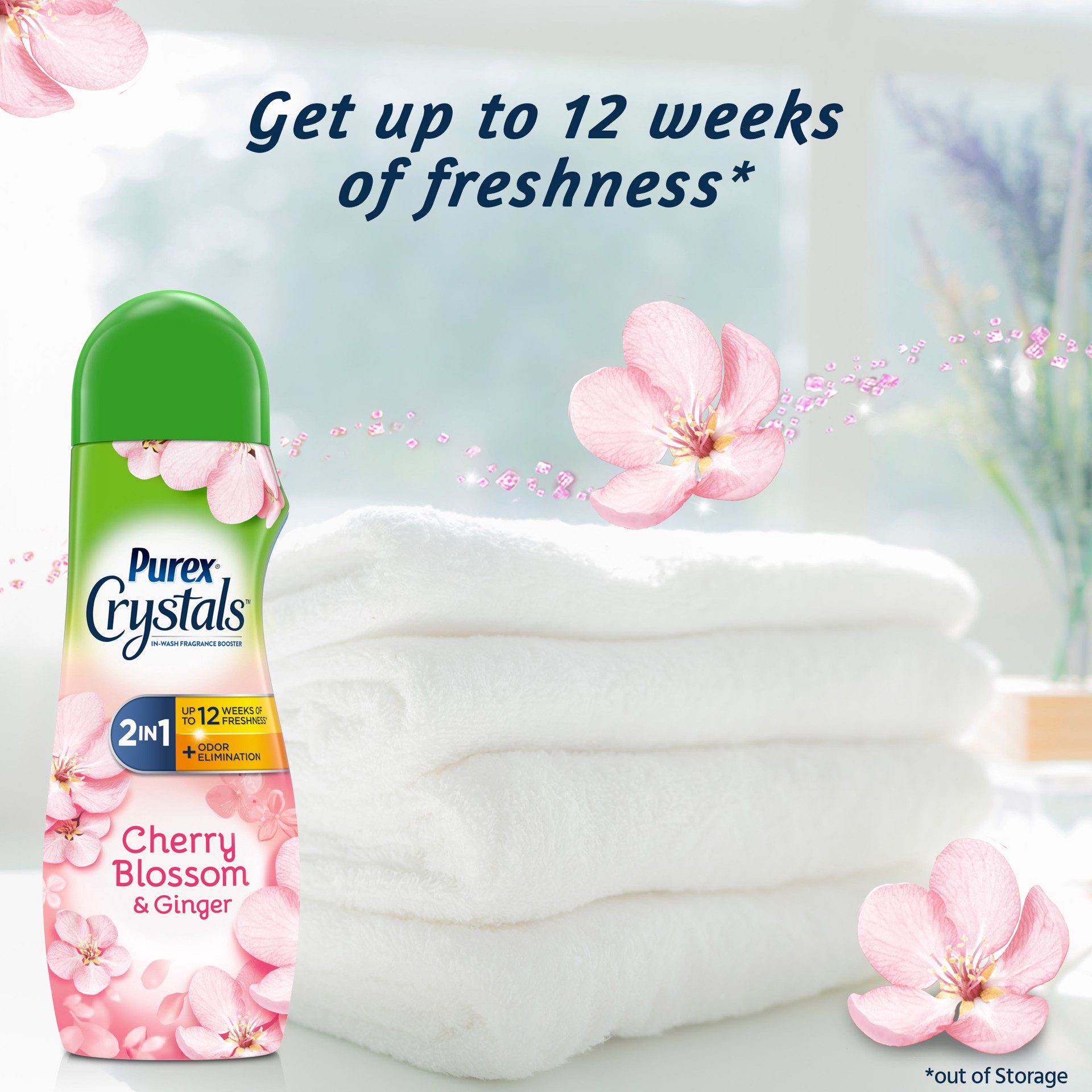 slide 3 of 3, Purex Crystals In-Wash Fragrance and Scent Booster, Cherry Blossom & Ginger, 21 Ounce, 21 oz