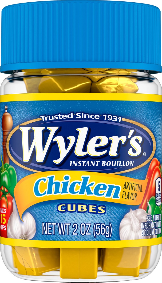 slide 2 of 9, Wyler's Instant Bouillon Chicken Flavored Cubes, 2 oz Jar, 2 oz