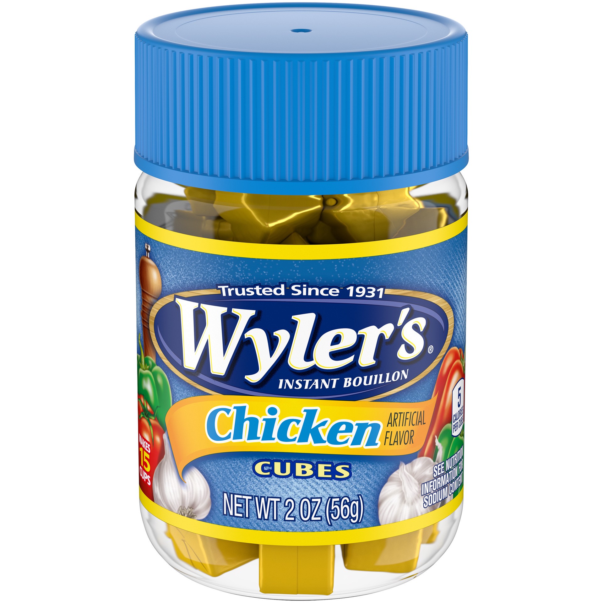 slide 1 of 9, Wyler's Instant Bouillon Chicken Flavored Cubes, 2 oz Jar, 2 oz