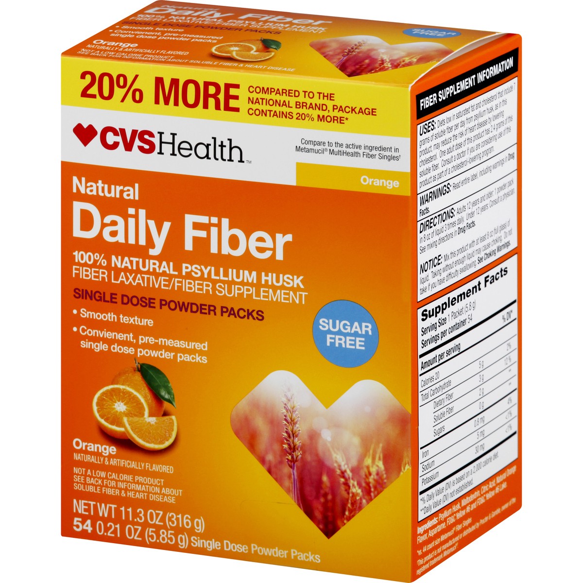 slide 12 of 12, CVS Health Sugar-Free Daily Fiber Single Dose Packs, 54 Ct, 45 ct; 0.21 oz; 5.85 gram