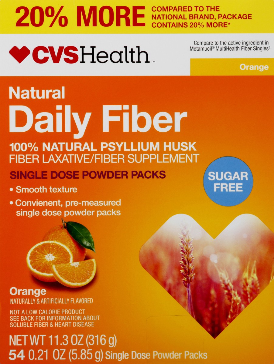 slide 5 of 12, CVS Health Sugar-Free Daily Fiber Single Dose Packs, 54 Ct, 45 ct; 0.21 oz; 5.85 gram