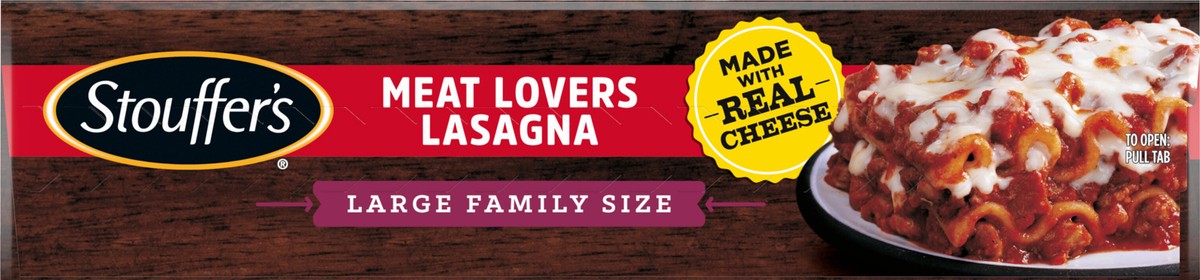slide 7 of 7, Stouffer's Large Family Size Meat Lovers Lasagna Frozen Meal, 57 oz