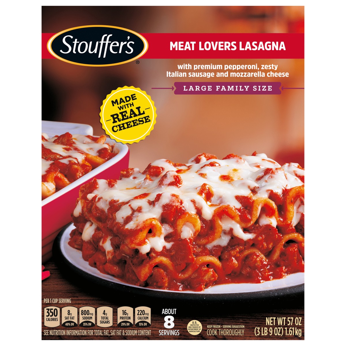 slide 1 of 7, STOUFFER'S Large Family Size Meat Lovers Lasagna Frozen Meal 57 oz., 57 oz