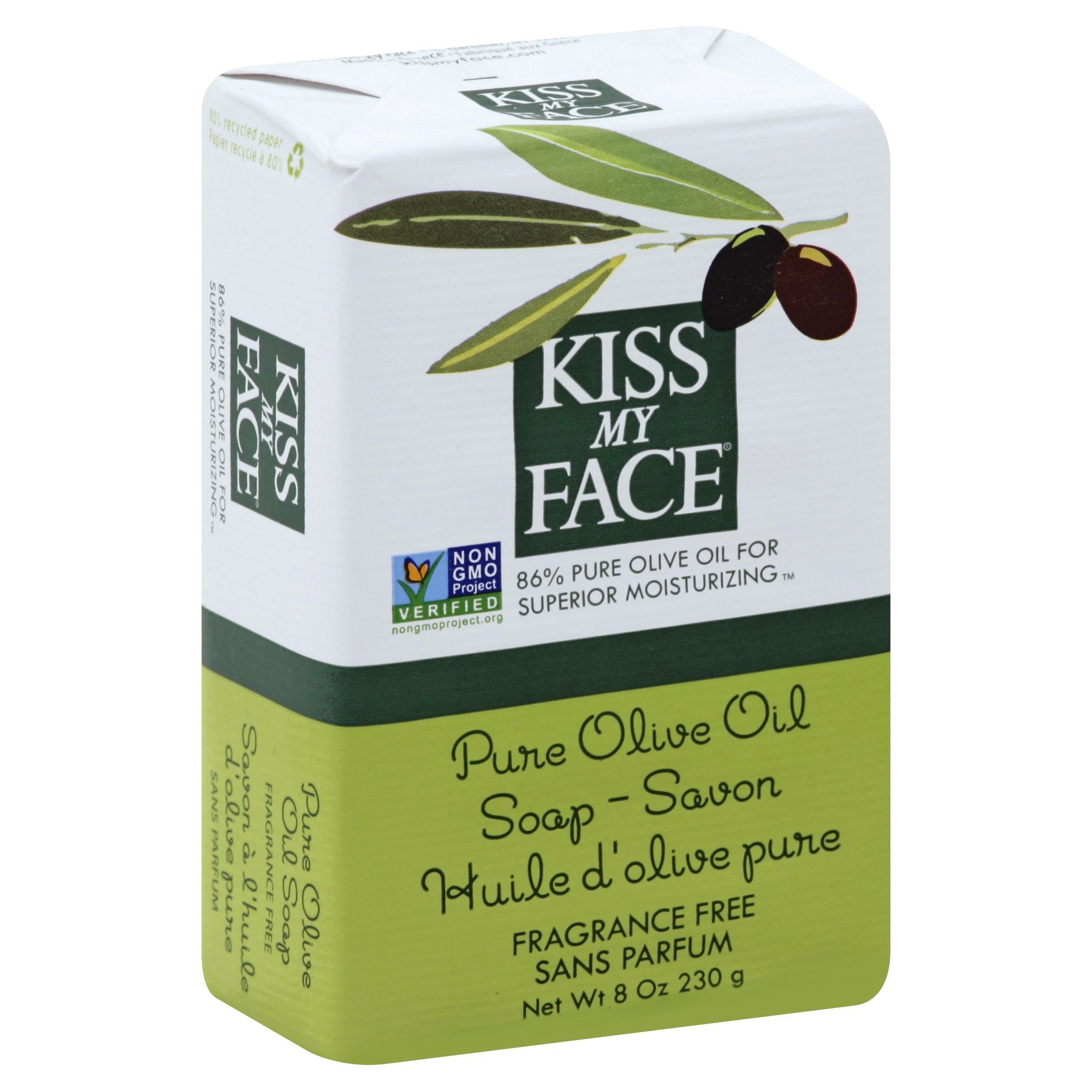 slide 1 of 6, Kiss My Face Pure Olive Oil Bar Soap, 8 oz