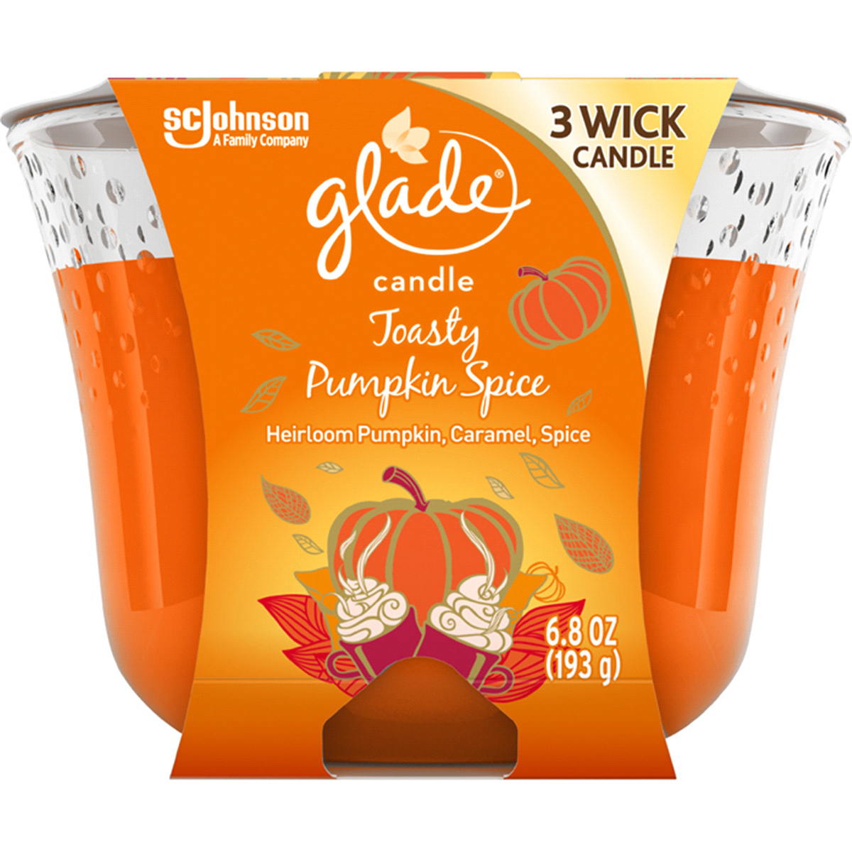 slide 1 of 1, Glade Toasty Pumpkin Spice Candle, 6.8 oz