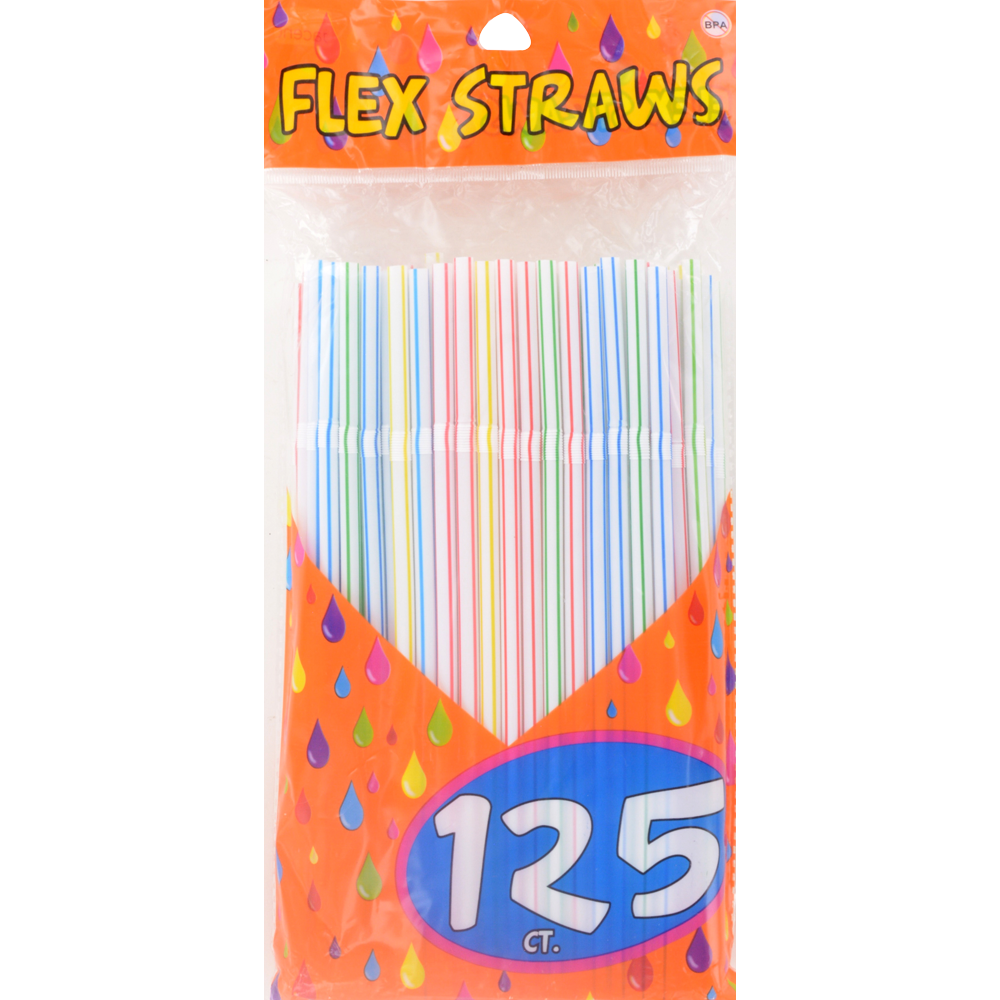 slide 1 of 1, Items 4U! Stripe Flex Straws, 125 ct