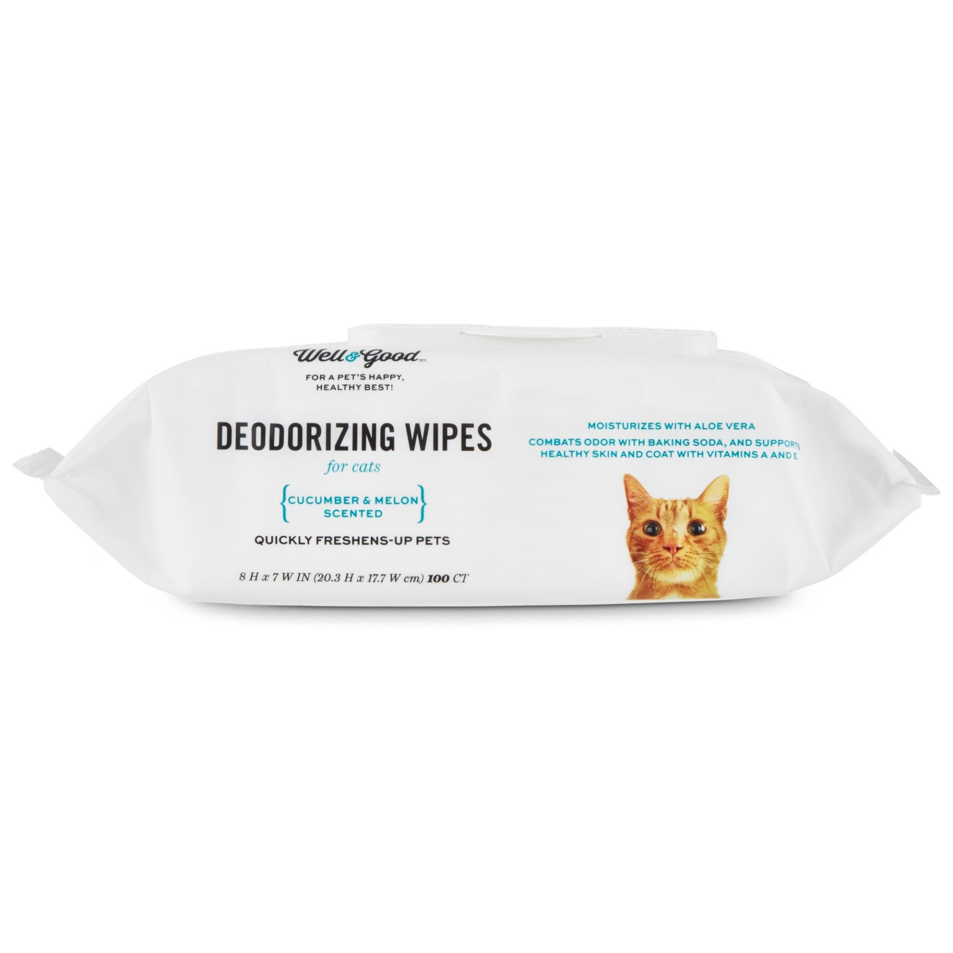 slide 1 of 1, Well & Good Deodorizing Cucumber Melon Cat Wipes, 100 ct