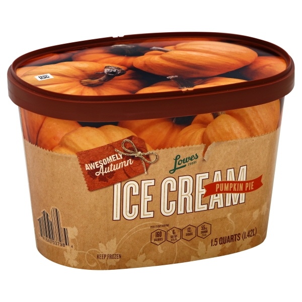 slide 1 of 1, Lowes Foods Ice Cream Premium Pumpkin Pie Limited Edition, 48 oz