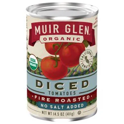 Muir Glen Organic Diced Fire Roasted Canned Tomatoes, No Salt Added, 14.5 oz.
