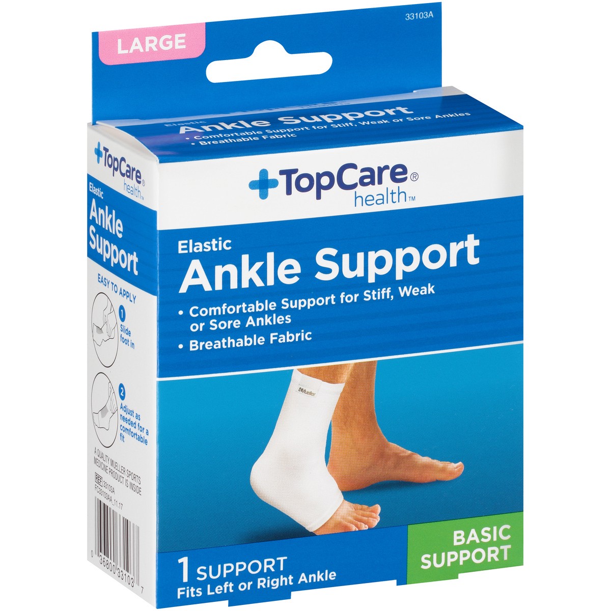 slide 2 of 8, TopCare Top Care Elastic Ankle Support Large, 1 ct