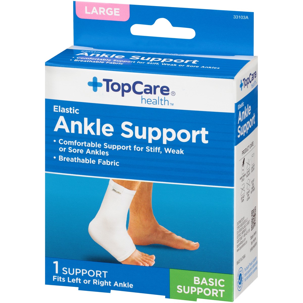 slide 3 of 8, TopCare Top Care Elastic Ankle Support Large, 1 ct