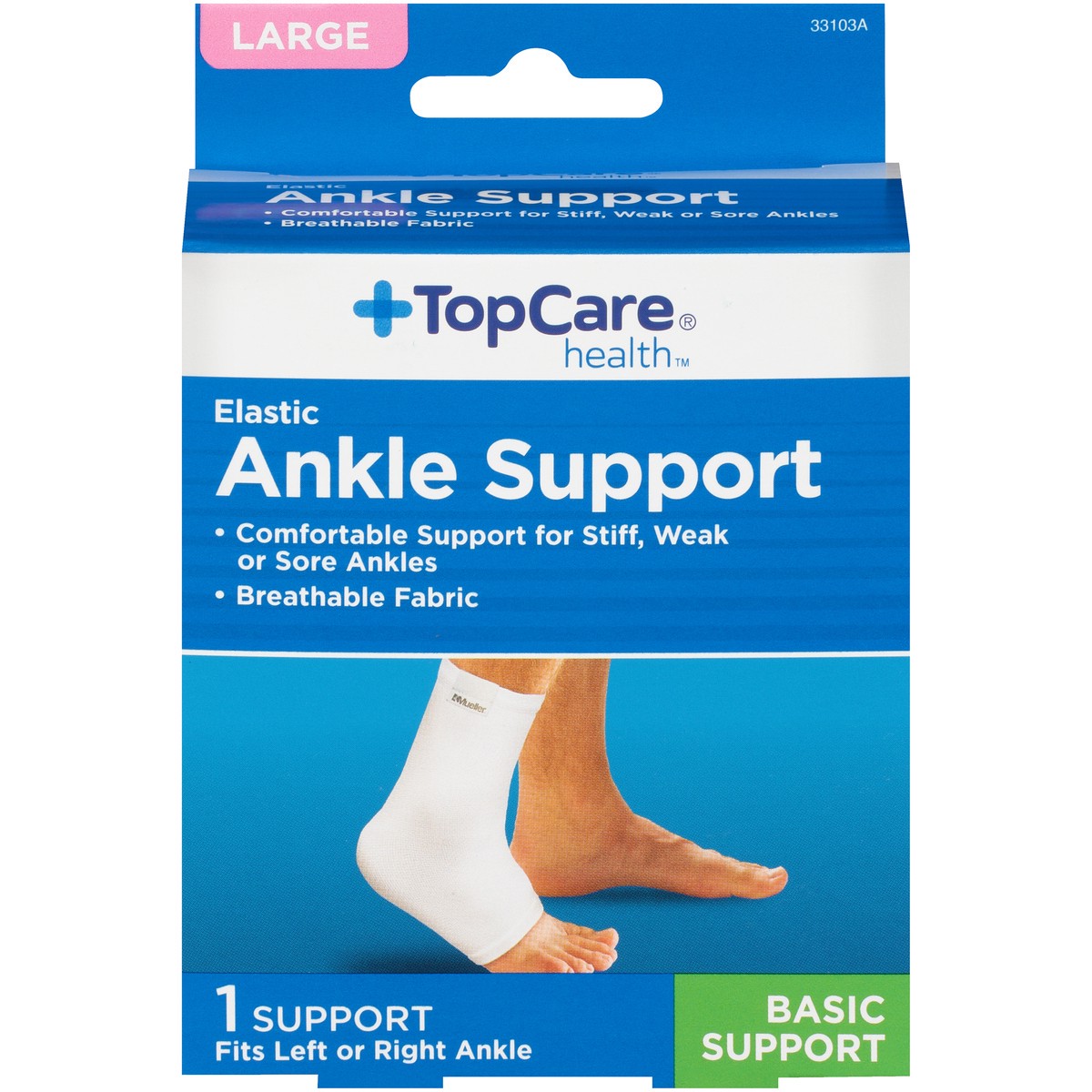 slide 1 of 8, TopCare Top Care Elastic Ankle Support Large, 1 ct